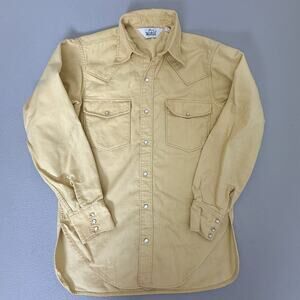 Woolrich 1640 Western Snap Shirt Men's M Tan 100% Cotton Made in USA